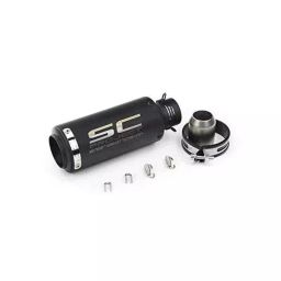 RA Accessories Black SC Mini with Silver Strip Silencer Exhaust for Hero Passion Pro New-image-83