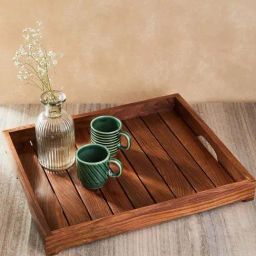 Fabindia Home Sheesham Brown Wood Tray-26