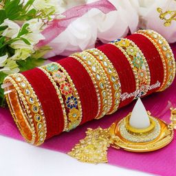BeautyTrends Set Of 42 Gold Plated Velvet Bangles-image-17
