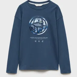 Mango Kids Boys Printed Drop-Shoulder Sleeves Pure Cotton T-shirt-image-89