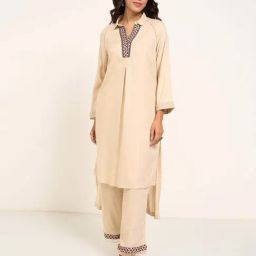 Rangmanch By Pantaloons Beige Regular Fit Embroidered Kurta-23