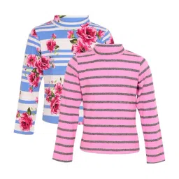 Cutecumber Kids Multicolor Floral Print T-Shirts - Pack of 2-image-48