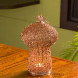 ExclusiveLane 'The Dome Mesh' Handwoven Showpiece Cum Hanging & Table Tea-Light Holder In Iron-44