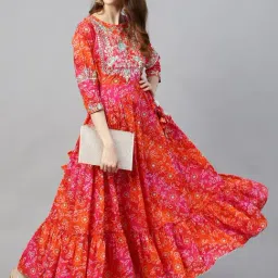 Ishin Red Embroidered Anarkali Kurta-33