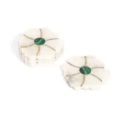 Home4U Audrey White & Green Marble Coasters - Set of 4-12