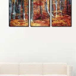 999store Orange & Grey Printed Trees Paintings - Set of 3-9