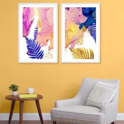 999Store Multicolor Printed Abstract Tree Leaves Wall Painting-18