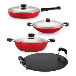 Nirlon Non-Stick Red Aluminium Cookware Combo Set-10