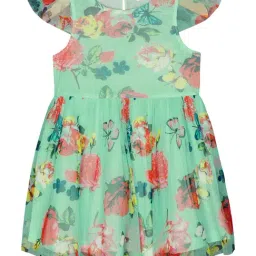 Budding Bees Kids Blue Floral Print Dress-image-77