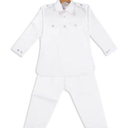 VASTRAMAY SISHU White Cotton Relaxed Fit Kurta Set-image-91