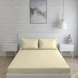 Layers Be Bold Solid White 144 TC Cotton King Bed Sheet with 2 Pillow Covers-image-82