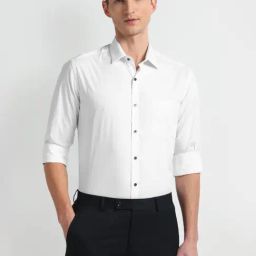 Arrow Newyork White Cotton Slim Fit Self Pattern Shirt-image-57