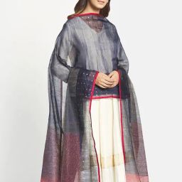 Fabindia Navy Woven Pattern Dupatta-picture-32