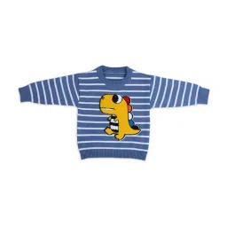 Baby Moo Kids Blue & Yellow Printed Full Sleeves Sweater-image-77
