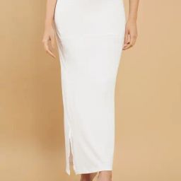 Soch White Cotton Plain Saree Shapewear-90