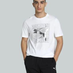 Puma White Cotton Regular Fit T-Shirt-image-32