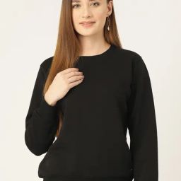FEMEA Black Fleece Solid Full Sleeves Sweatshirt-picture-35