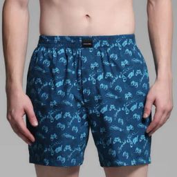 Jack & Jones Blue Cotton Regular Fit Printed Boxers-image-9