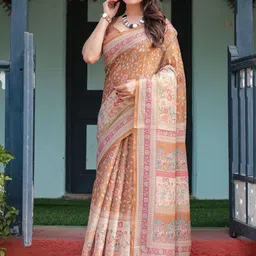 ALMAARI FASHION Floral Printed Pure Cotton Banarasi Saree-picture-3
