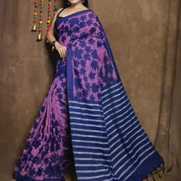 TITHI SAREES Floral Printed Pure Cotton Sambalpuri Saree-picture-13