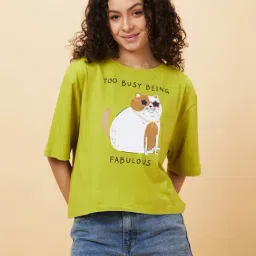 Globus Green Cotton Graphic Print T-Shirt-picture-46