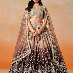 DIVASTRI Embroidered Sequinned Semi-Stitched Lehenga & Unstitched Blouse With Dupatta-image-74