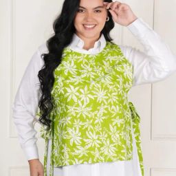 Lastinch White & Green Solid Shirt With Gilet Set-image-1