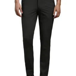 Louis Philippe Grey Blended Slim fit Solid Trousers-image-39