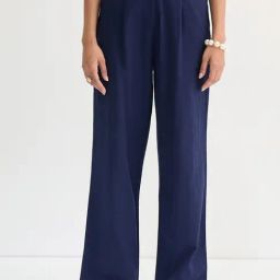 FEMMELLA Navy Blue Relaxed Fit Solid Trousers-image-24