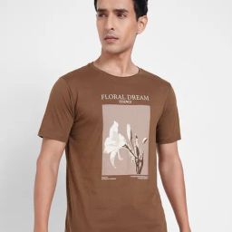 7 Alt By Pantaloons Brown Cotton Slim Fit Printed T-Shirt-picture-15