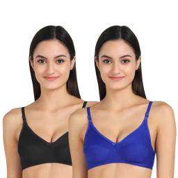 AROUSY Blue & Black Cotton T-Shirt Bra - Pack Of 2-picture-24