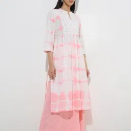 Utsa by Westside Pink Tie-Dye Printed Cotton A-Line Kurta-image-55