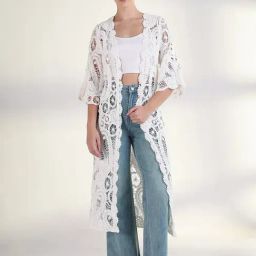 Showoff White Cotton Regular Fit Shrug-image-18