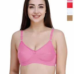 College Girl Women Pack of 4 Full Coverage Non Padded Cotton T-shirt Bra-picture-51