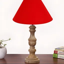 Aura Red Wood Traditional Abstract Shaped Table Lamp-3