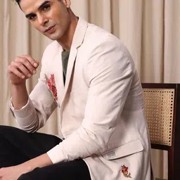 Mr. Bowerbird Floral Embroidered Notched Lapel Casual Blazer-image-46