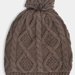 MiArcus Unisex Brown Solid Pompom Cap-image-41