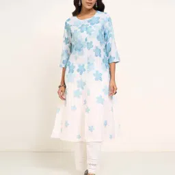 Rangmanch By Pantaloons Blue Regular Fit Floral Print Kurta-picture-24