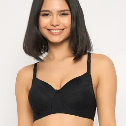 Clovia Black Regular Fit Self Pattern Bra image 1