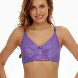 Clovia Purple Self Print Seamless Bra-image-56