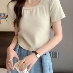 LULU & SKY Women Solid Round Neck Slim Fit T-shirt-picture-33