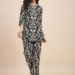 TRUVON FASHIONS Women Abstract Printed Pure Cotton Kurta with Trouser-9