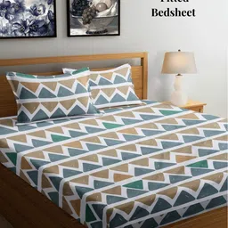 Aura White & Grey Geometric Printed 300 TC King Bedsheet Set 2.70 m x 2.60 m-21