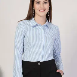 Style Quotient Blue Striped Formal Shirt-image-24