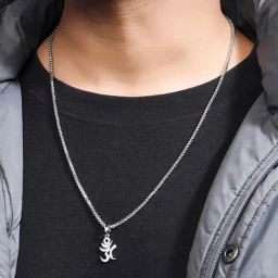 The Bro Code Silver Plated Stylish OM Pendant Necklace for Men-4