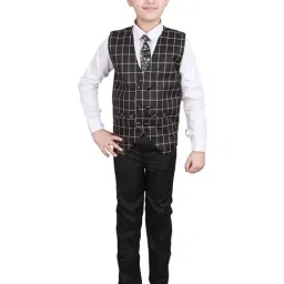 Pro-Ethic Style Developer Kids Black & White Checks Full Sleeves Shirt, Waistcoat, Pants with Tie-image-39