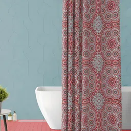 ArtzFolio Brown & Grey Printed Waterproof Shower Curtain-1