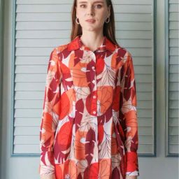 Zink London Red & Orange Printed Shirt-18
