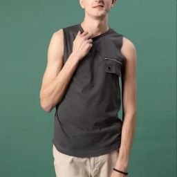 Rigo Men Dark Grey Solid Vest T-shirt-image-52
