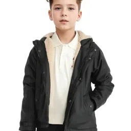 Rare Ones Boys Black Polyester Solid Jacket-image-71